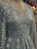 Partywear long Pakistani dress with lehenga - Image 3