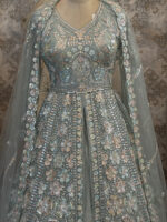 Partywear long Pakistani dress with lehenga - Image 4