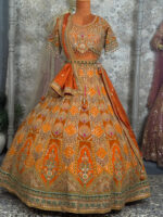 Partywear lehenga rust gota pati