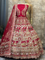 Bridal lehenga mehroon sillak