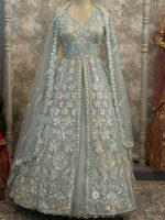 Partywear long Pakistani dress with lehenga