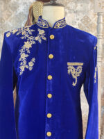 Sherwani royal blue side disizine - Image 2
