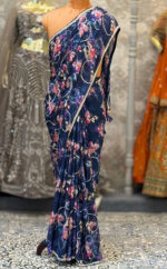 Saree neby blue print multey - Image 2