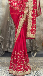 saree dark pink silak