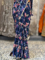 Saree neby blue print multey
